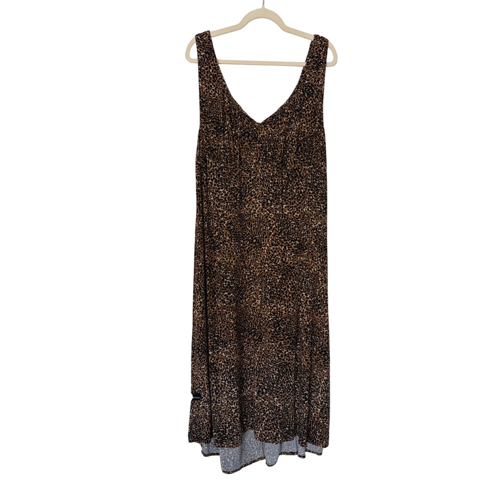 Old Navy 90's Y2K‎ Minimalist 2X Leopard Print Sleeveless Rayon V-Neck Midi
